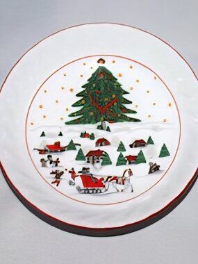 Kopin Christmas Pleasure Bowls | Christmas Ribbon & Sleigh Dinnerware